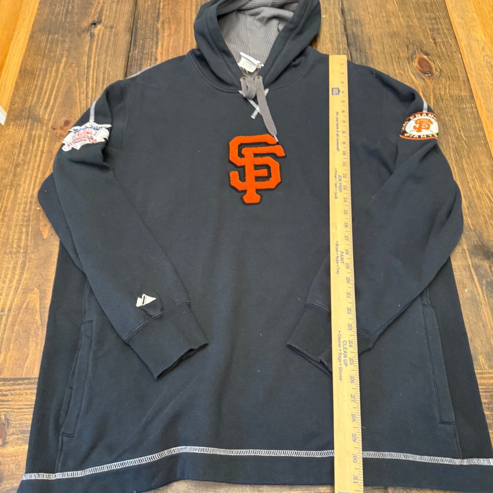 Majestic San Francisco Giants Hoodie Mens XL Black MLB Pullover Thermal Lined - Picture 7 of 9